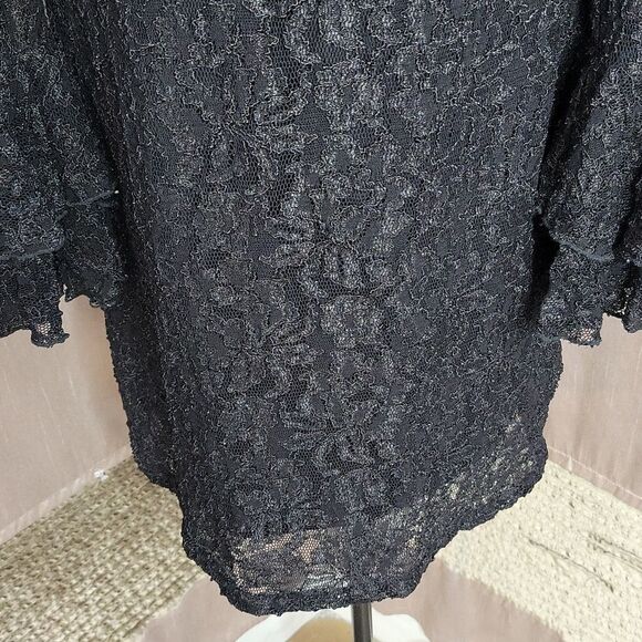 LEW MAGRAM Black Ruffled and Lace Dressy Dress Size 12 - Picture 3 of 7